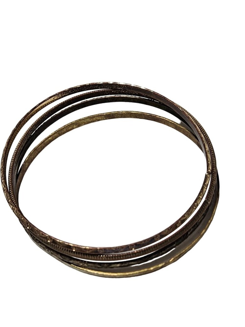 Vintage Bangle Bracelets Gold Tone Etched Design Fashion Jewelry Women Set of 4